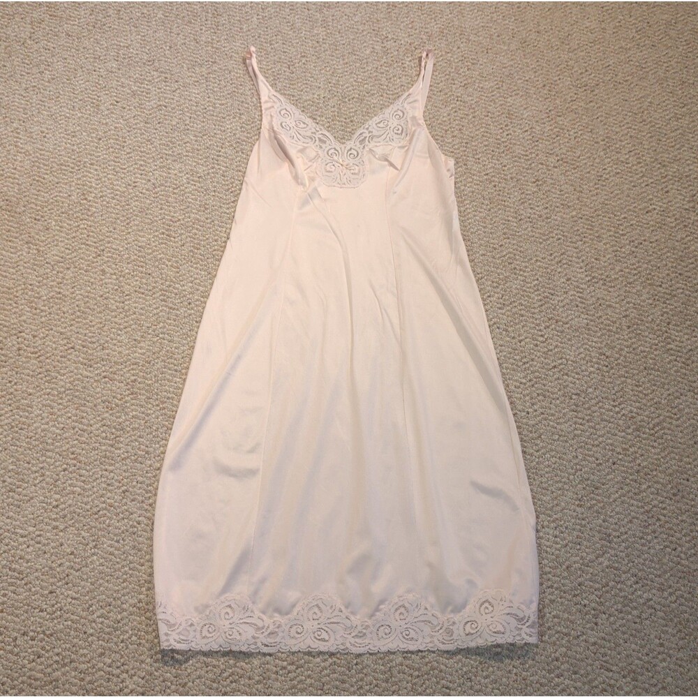 Vintage Bali Slip Dress Lingerie Womens 32 Pink Nightgown Romantic Bridal Lace